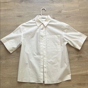 NWT Oversized Boxy Fit Short-Sleeve White Dress Shirt